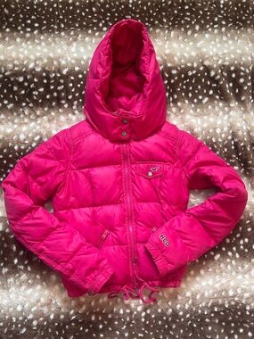 Hollister pink puffer jacket